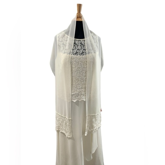 VTG Michelangelo Off White Wedding Dress w/ Shoulder Shawl -size 16 - Picture 9 of 13